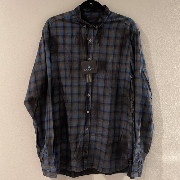 NWT Lanvin spray paint effect checked shirt - Picture 13 of 16